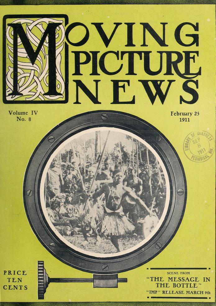 MOTION PICTURE NEWS magazine side cover 25 February 1911