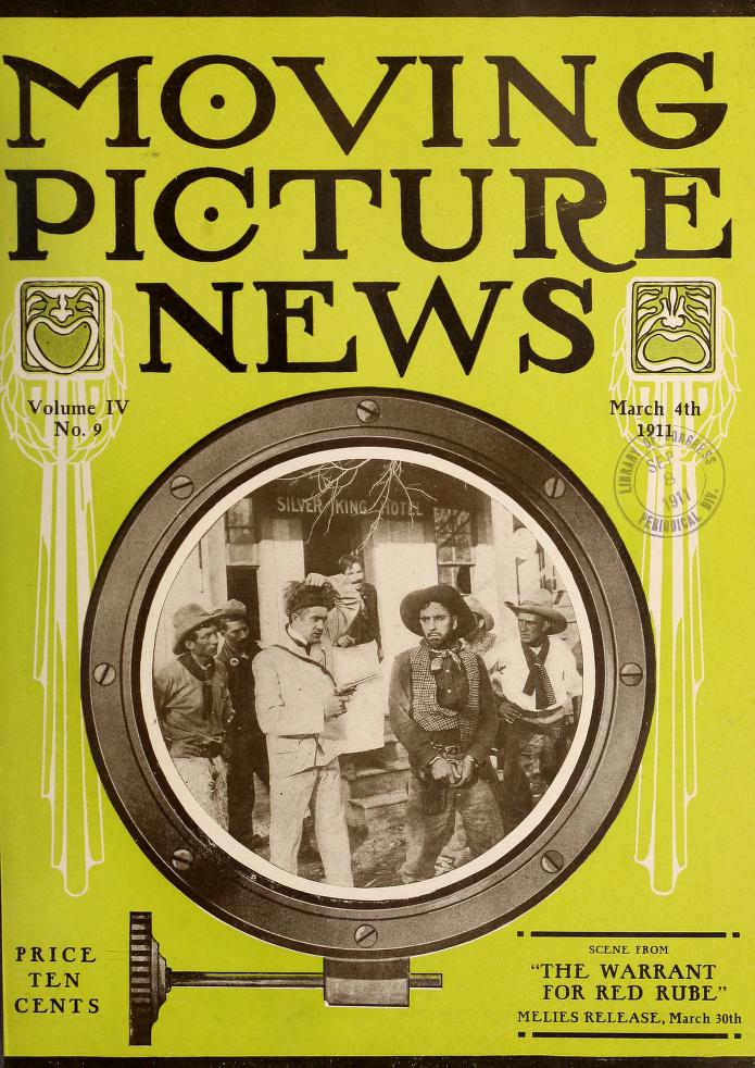MOTION PICTURE NEWS magazine side cover 4 March 1911