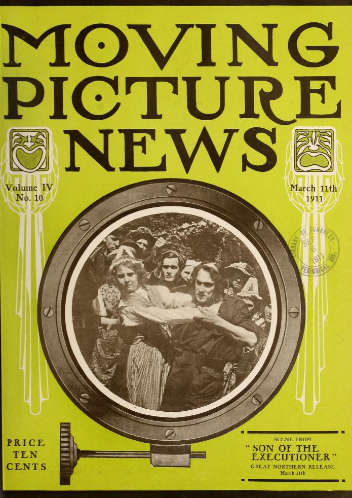 MOTION PICTURE NEWS magazine side cover 11 March 1911