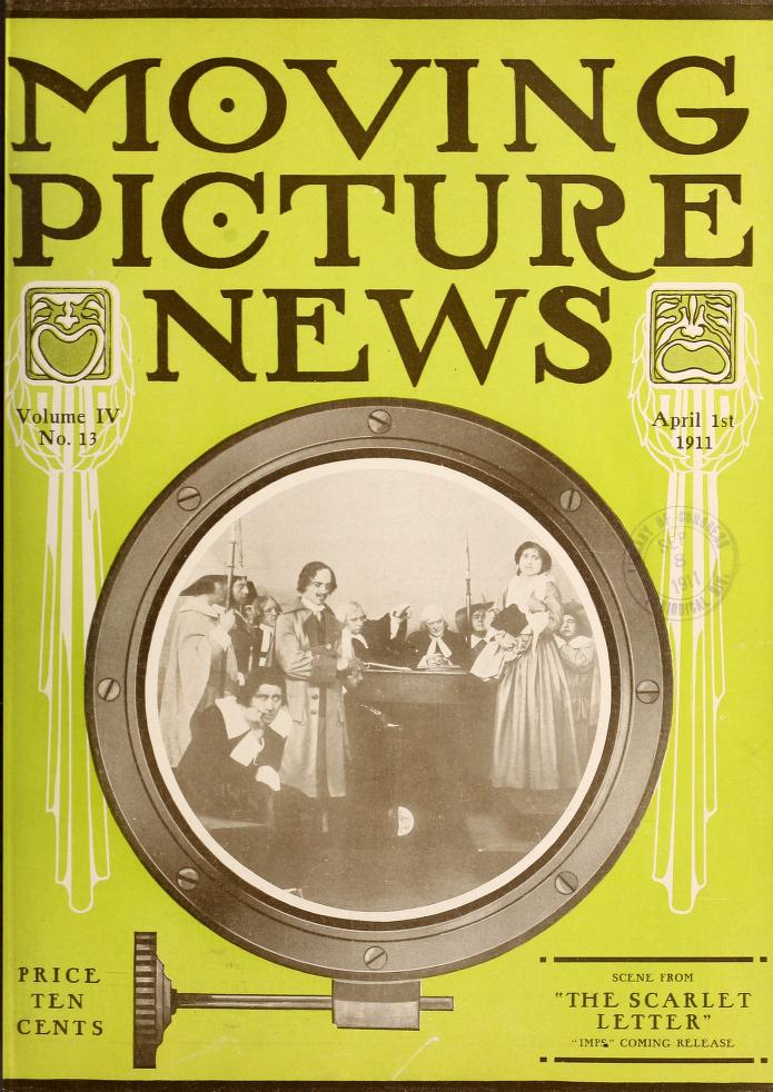 MOTION PICTURE NEWS magazine side cover 1 April 1911