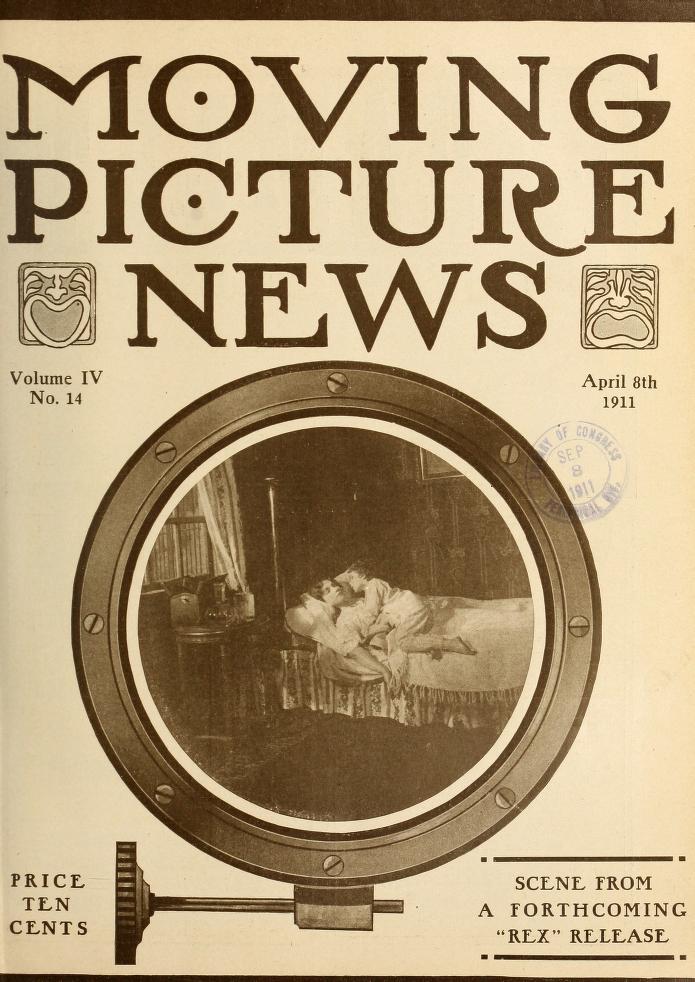 MOTION PICTURE NEWS magazine side cover 8 April 1911