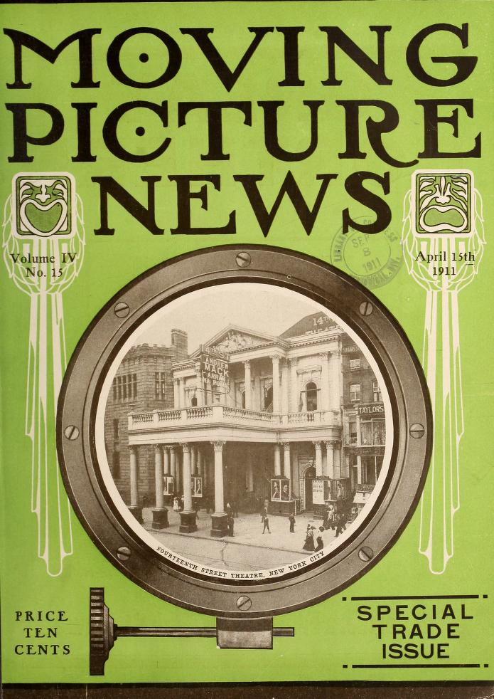 MOTION PICTURE NEWS magazine side cover 15 April 1911