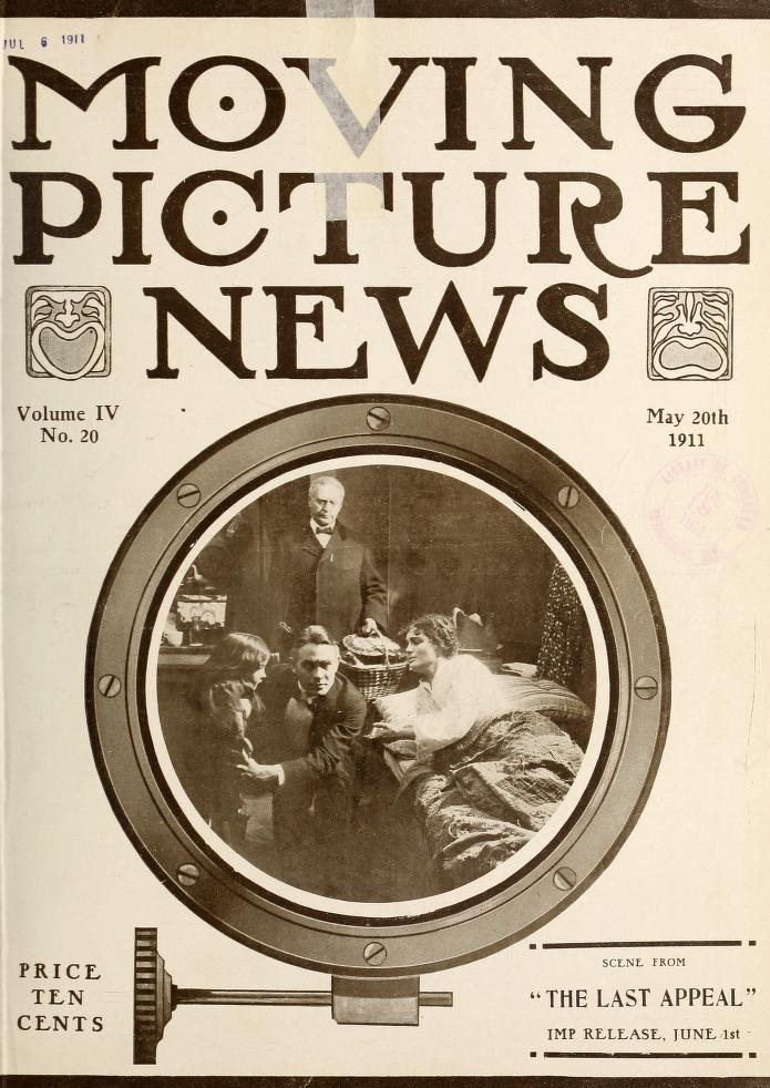 MOTION PICTURE NEWS magazine side cover 20 May 1911