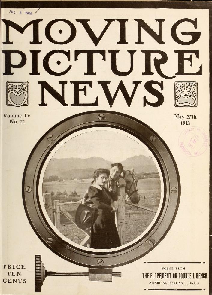 MOTION PICTURE NEWS magazine side cover 27 May 1911