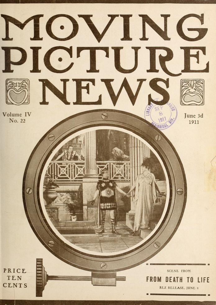 MOTION PICTURE NEWS magazine side cover 3 June 1911