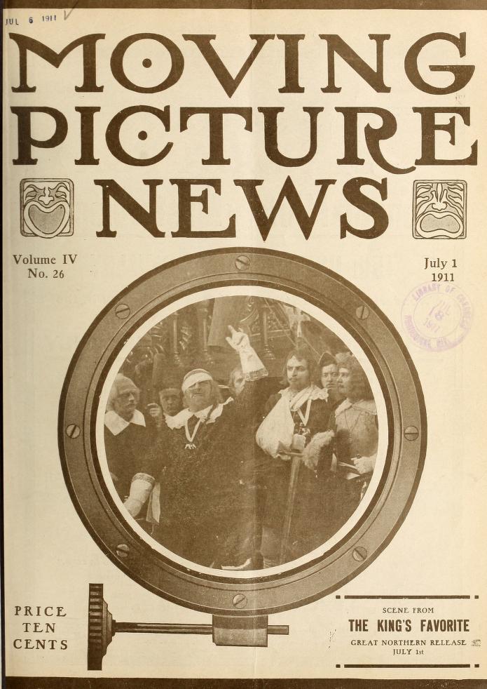 MOTION PICTURE NEWS magazine side cover 1 July 1911