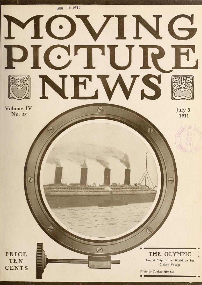 MOTION PICTURE NEWS magazine side cover 8 July 1911
