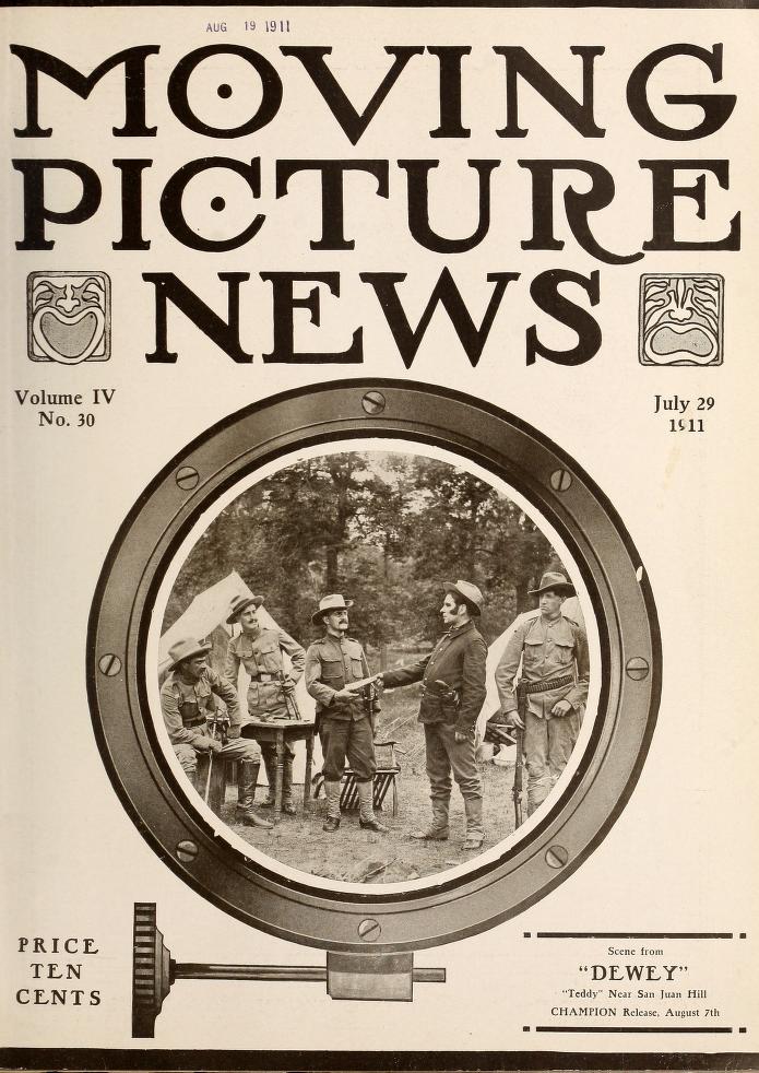 MOTION PICTURE NEWS magazine side cover 29 July 1911
