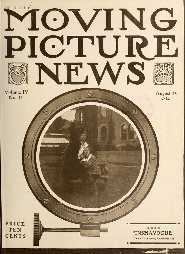 MOTION PICTURE NEWS magazine side cover 26 August 1911