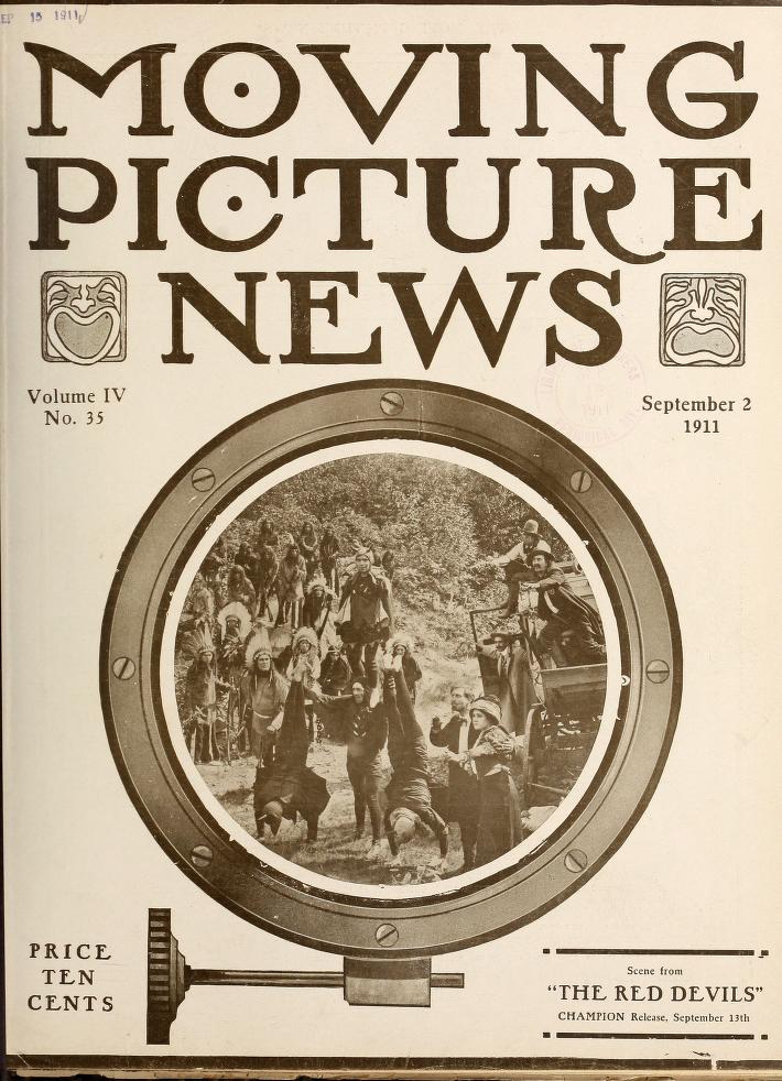 MOTION PICTURE NEWS magazine side cover 2 September 1911