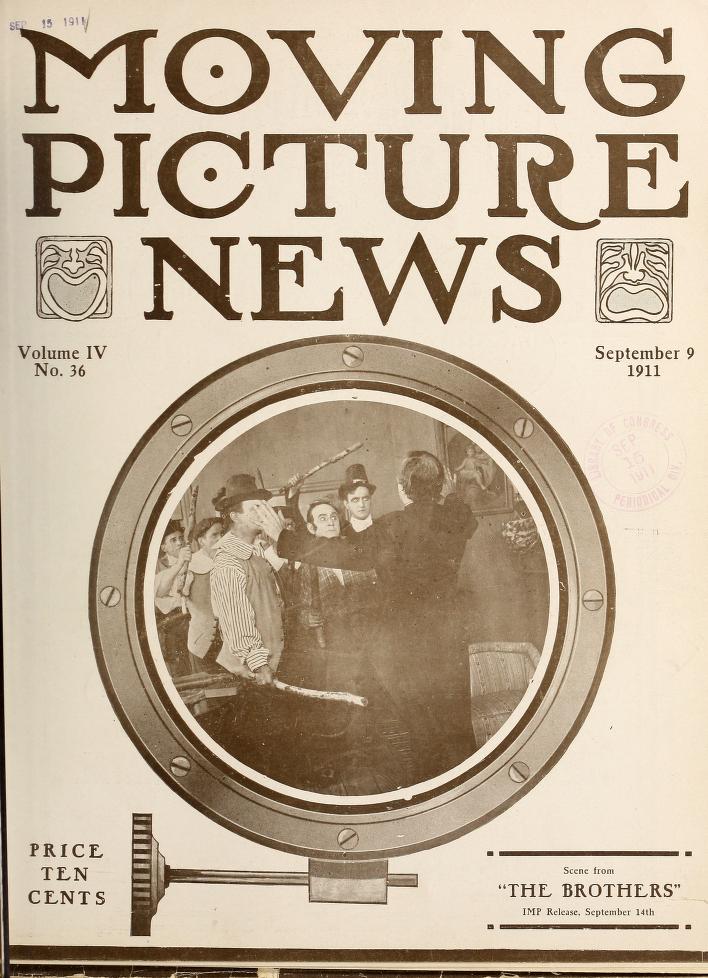 MOTION PICTURE NEWS magazine side cover 9 September 1911