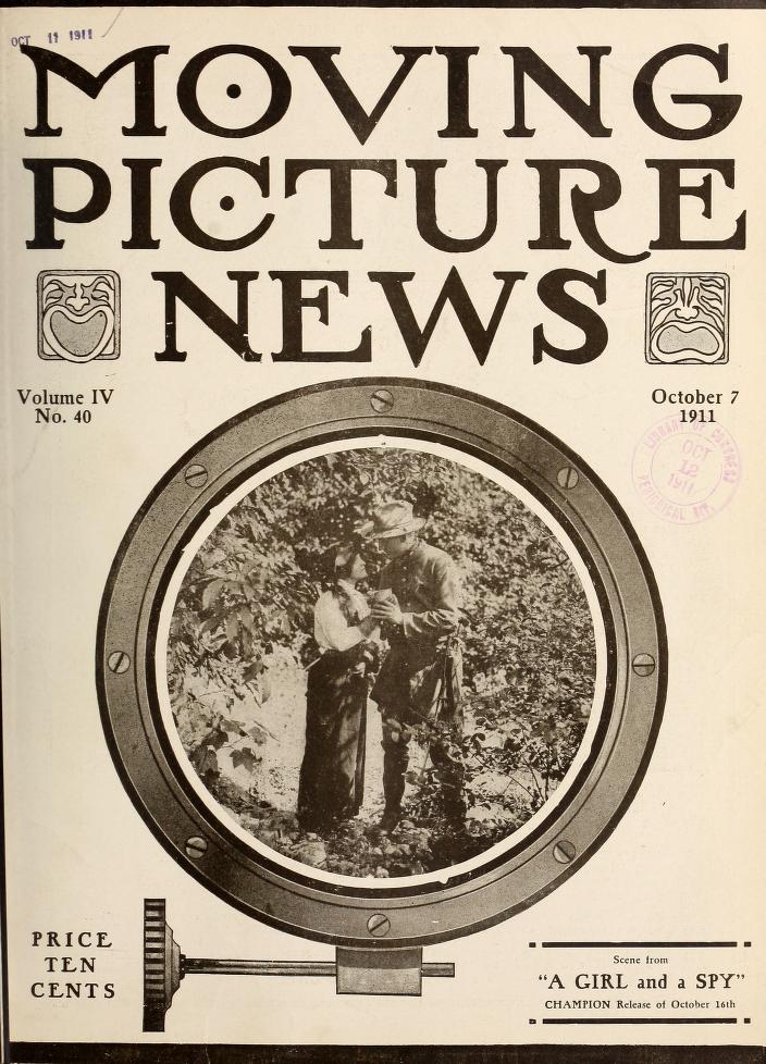 MOTION PICTURE NEWS magazine side cover 7 October 1911