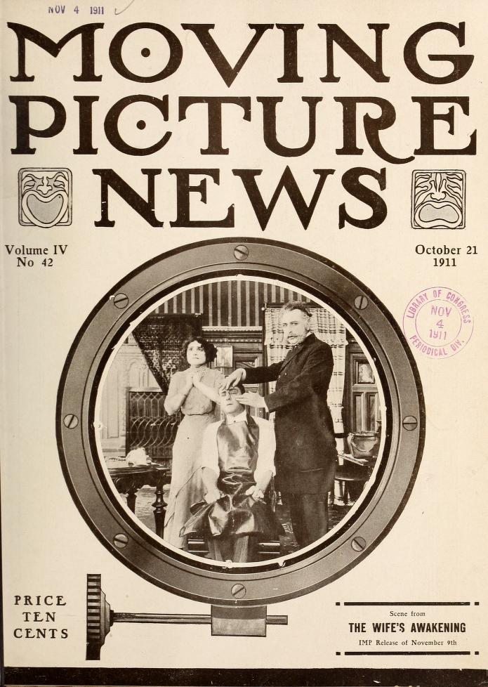 MOTION PICTURE NEWS magazine side cover 21 October 1911