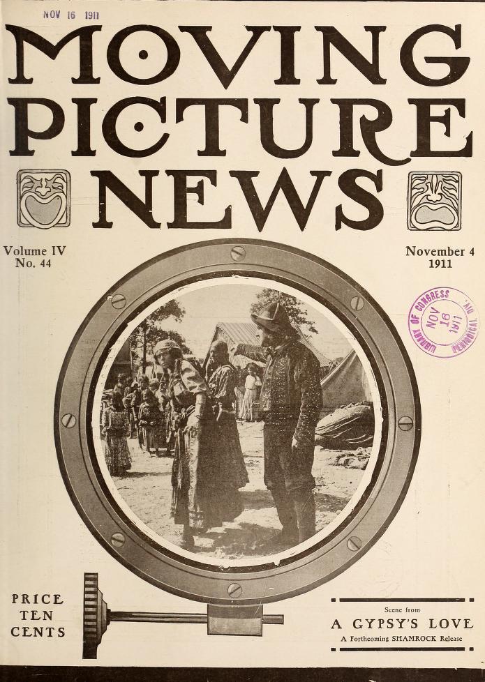 MOTION PICTURE NEWS magazine side cover 4 November 1911