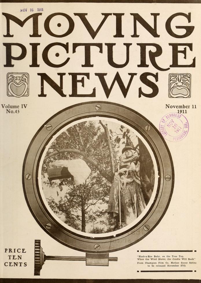 MOTION PICTURE NEWS magazine side cover 11 November 1911
