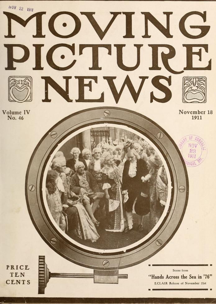 MOTION PICTURE NEWS magazine side cover 18 November 1911