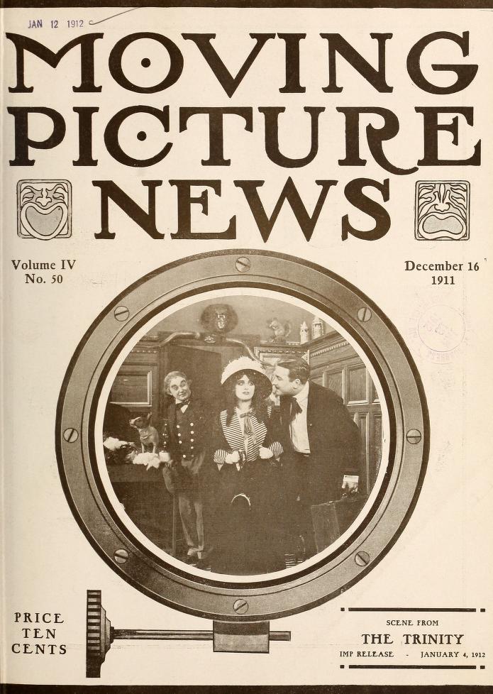MOTION PICTURE NEWS magazine side cover 16 December 1911