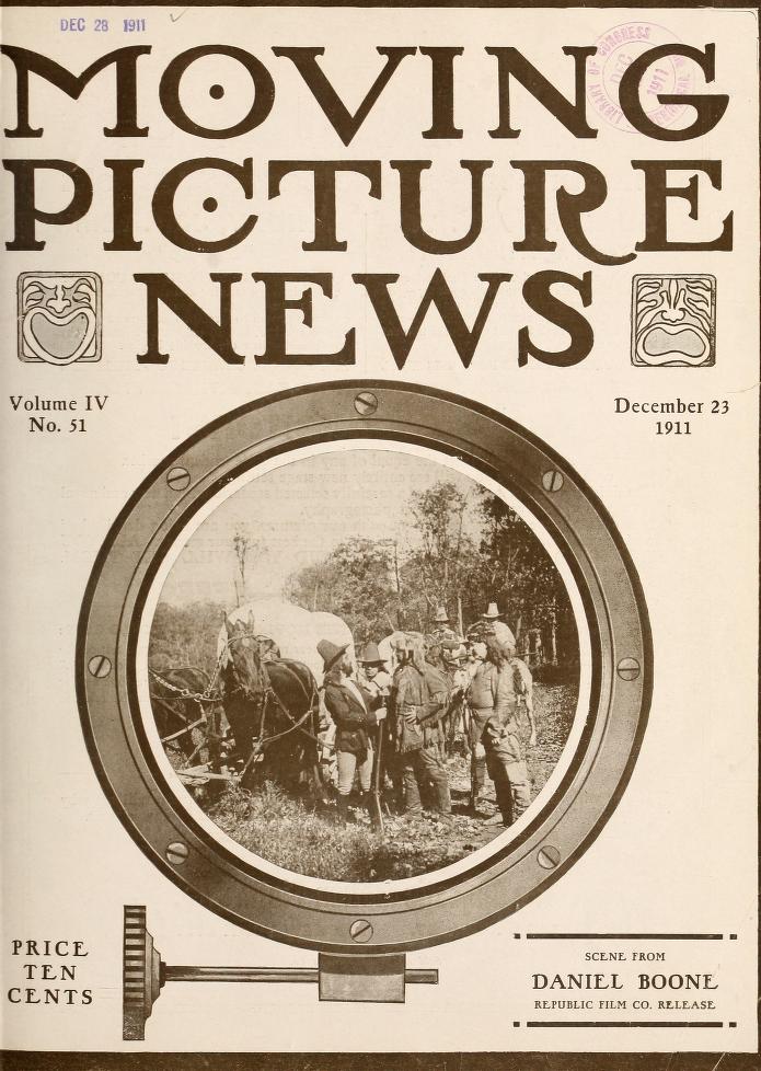 MOTION PICTURE NEWS magazine side cover 23 December 1911