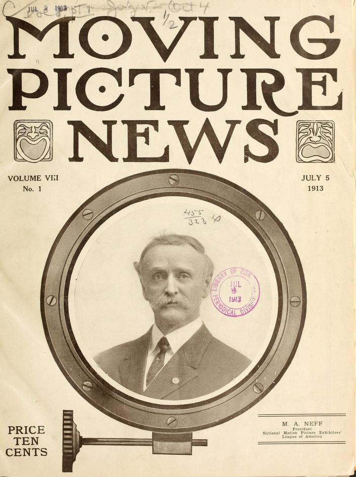 MOTION PICTURE NEWS magazine side cover 5 July 1913