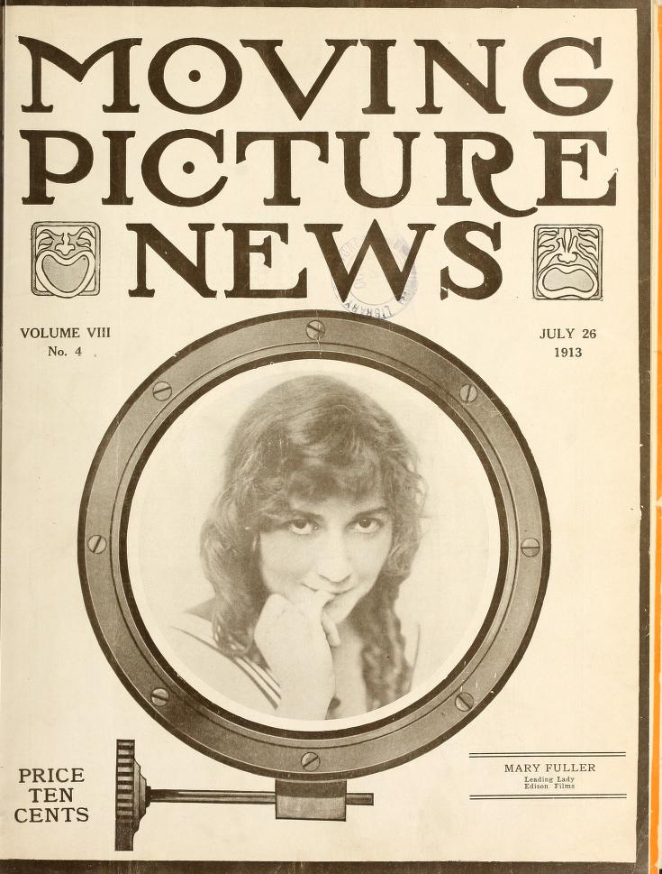 MOTION PICTURE NEWS magazine side cover 26 July 1913