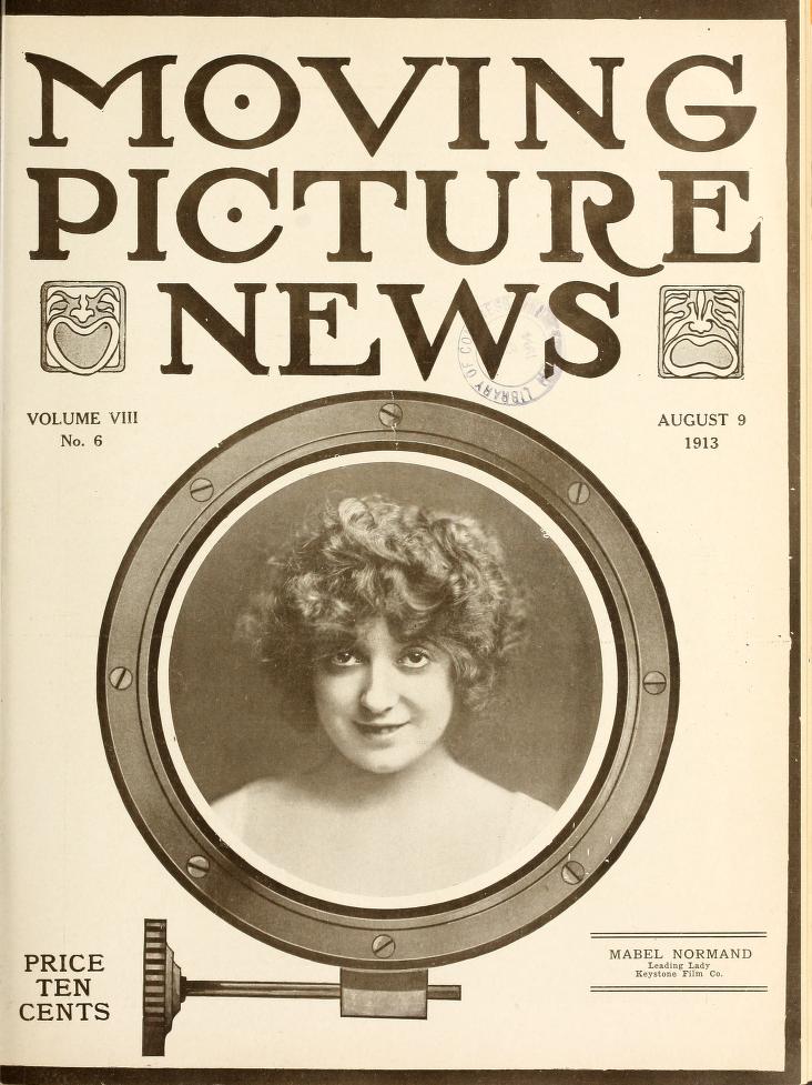 MOTION PICTURE NEWS magazine side cover 9 August 1913