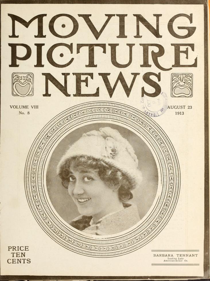 MOTION PICTURE NEWS magazine side cover 23 August 1913