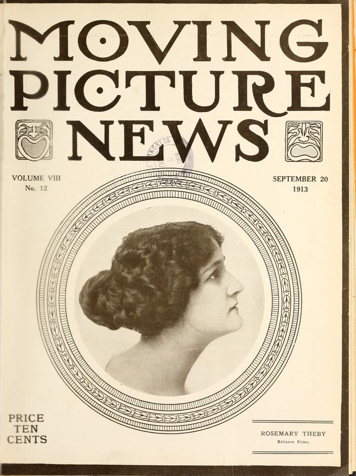 MOTION PICTURE NEWS magazine side cover 20 September 1913