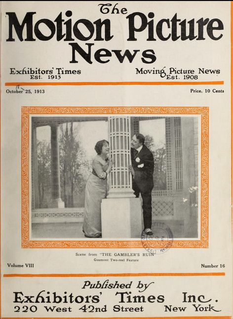 MOTION PICTURE NEWS magazine side cover 25 October 1913