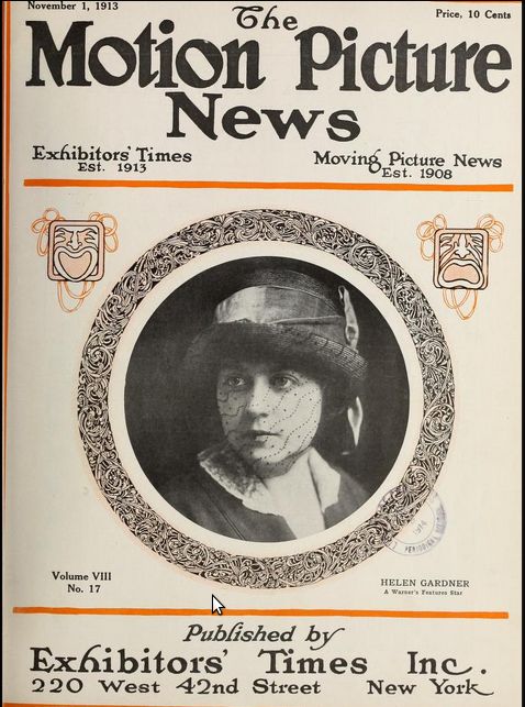 MOTION PICTURE NEWS magazine side cover 1 November 1913