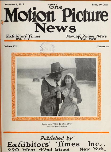 MOTION PICTURE NEWS magazine side cover 8 November 1913