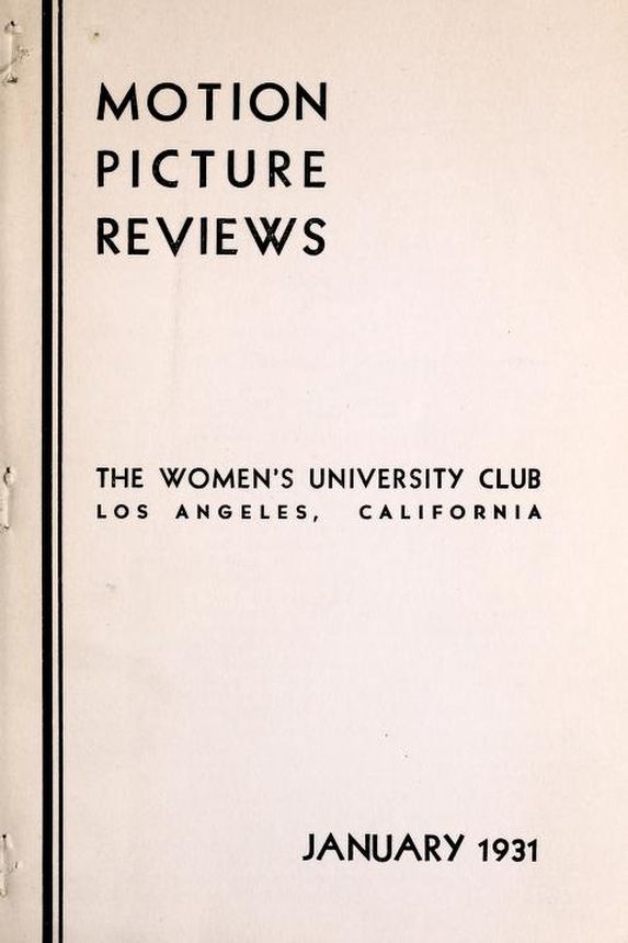 MOTION PICTURE REVIEWS magazine side cover  January 1931