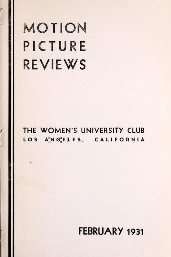 MOTION PICTURE REVIEWS magazine side cover  February 1931