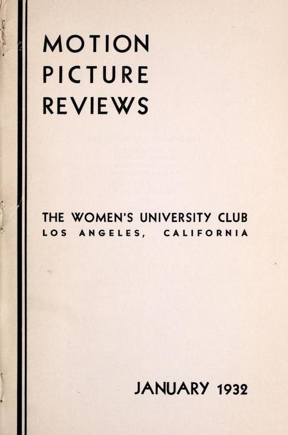 MOTION PICTURE REVIEWS magazine side cover  January 1932