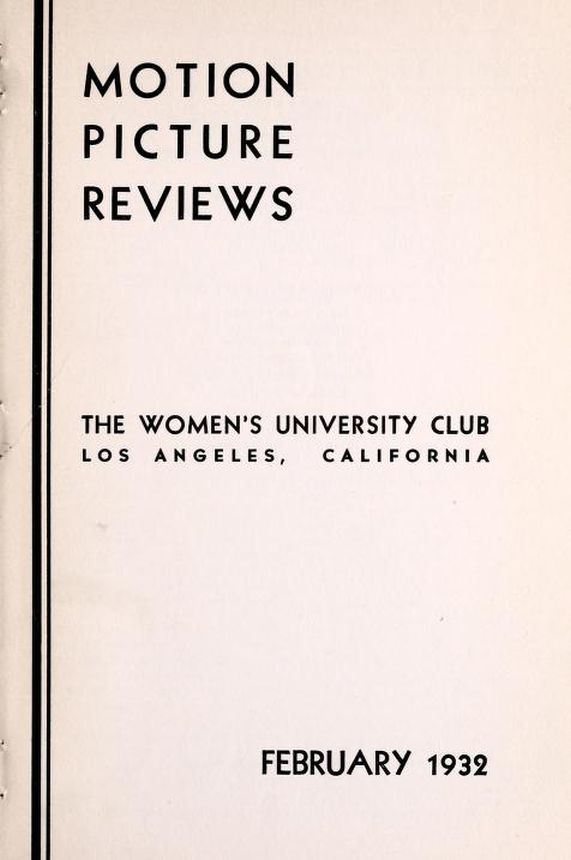 MOTION PICTURE REVIEWS magazine side cover  February 1932
