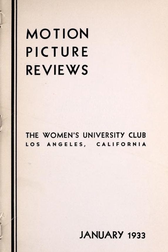 MOTION PICTURE REVIEWS magazine side cover  January 1933