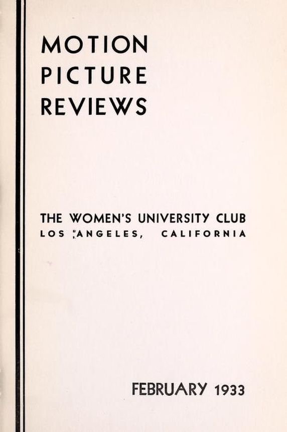 MOTION PICTURE REVIEWS magazine side cover  February 1933