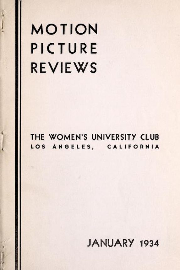 MOTION PICTURE REVIEWS magazine side cover  January 1934
