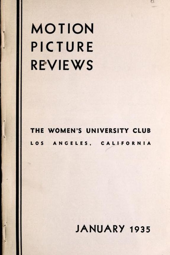 MOTION PICTURE REVIEWS magazine side cover  January 1935