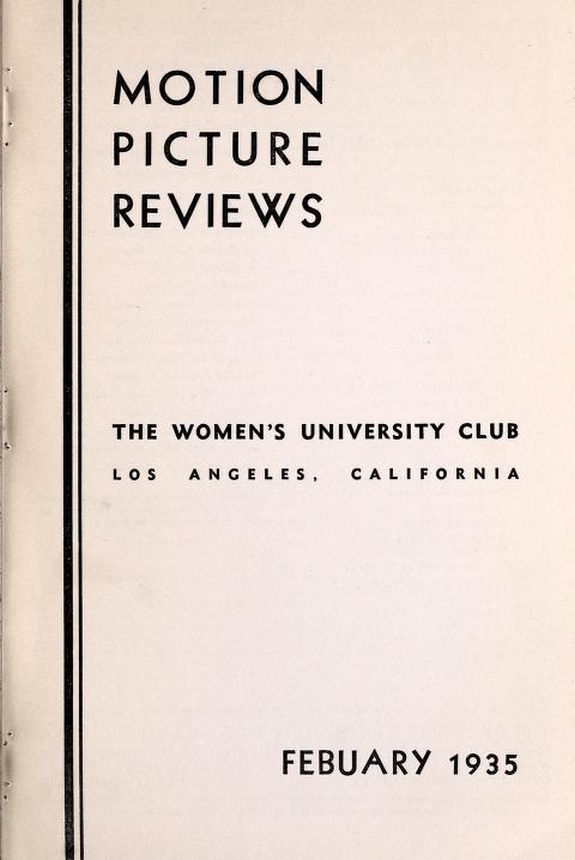 MOTION PICTURE REVIEWS magazine side cover  February 1935