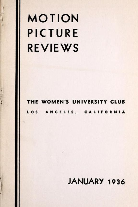 MOTION PICTURE REVIEWS magazine side cover  January 1936