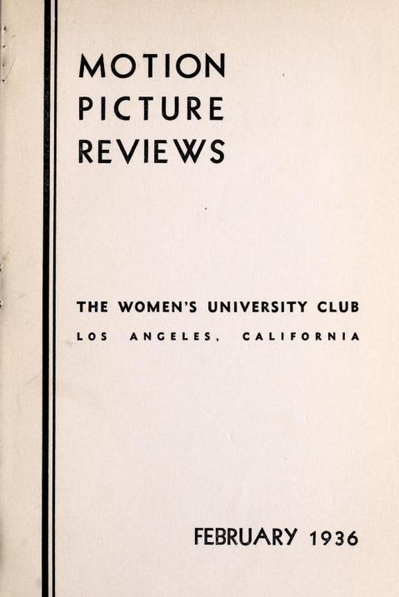 MOTION PICTURE REVIEWS magazine side cover  February 1936