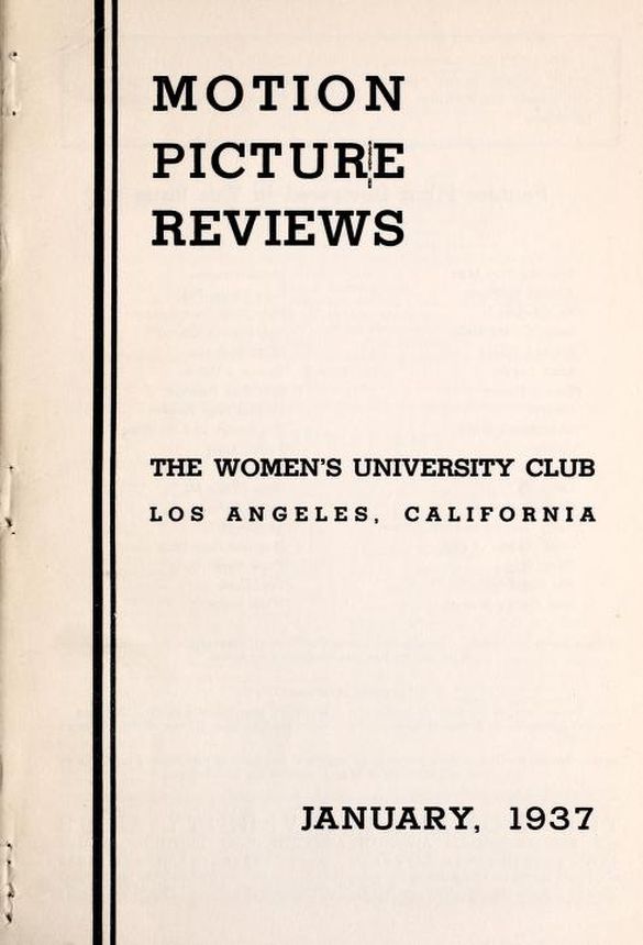MOTION PICTURE REVIEWS magazine side cover  January 1937