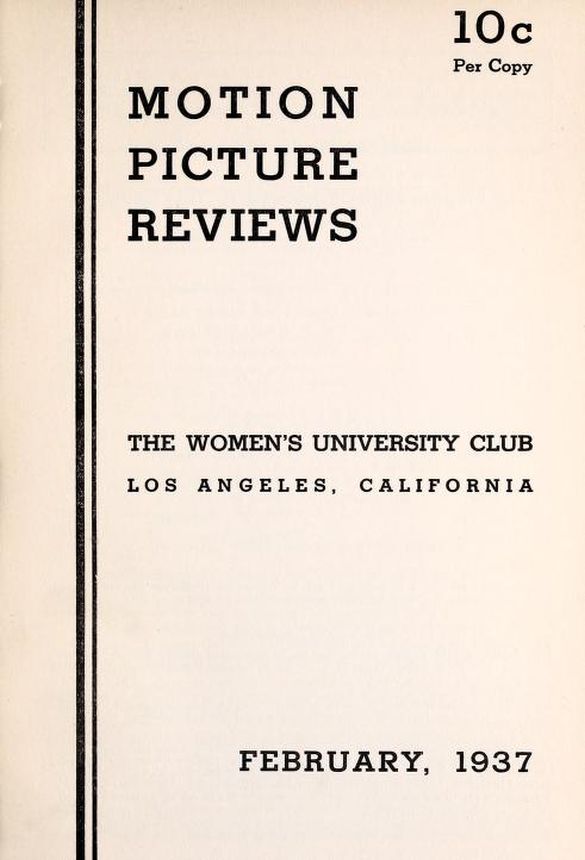 MOTION PICTURE REVIEWS magazine side cover  February 1937