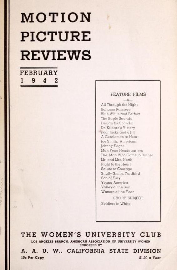 MOTION PICTURE REVIEWS magazine side cover  February 1942