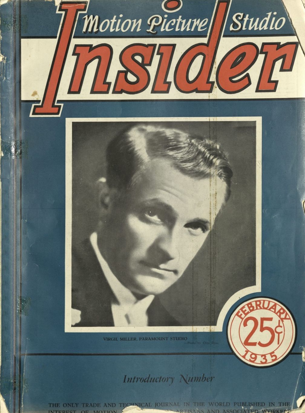 MOTION PICTURE STUDIO INSIDER magazine side cover  Vol 1 No  0  February 1935