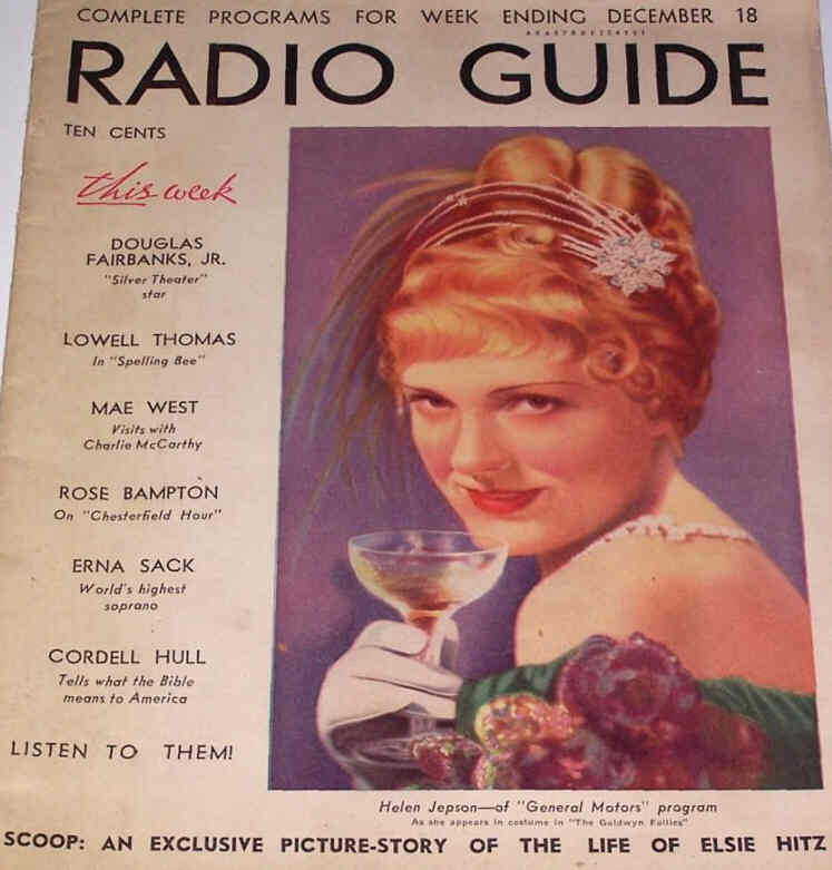 MOVIE-RADIO GUIDE magazine side cover 18 December 1937