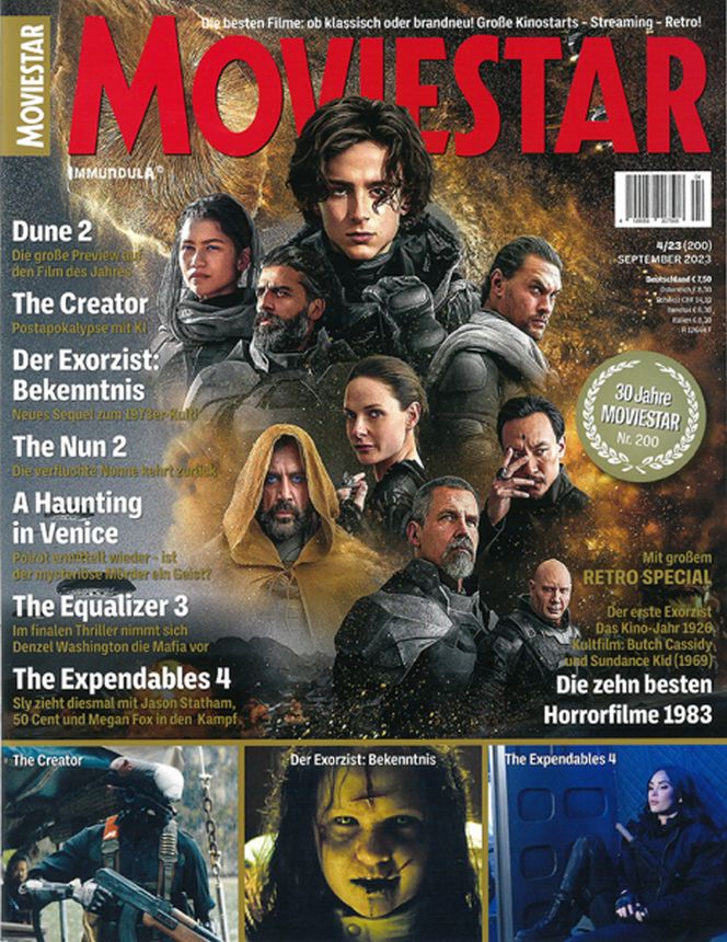 MOVIESTAR magazine side cover Issue 200  September 2023