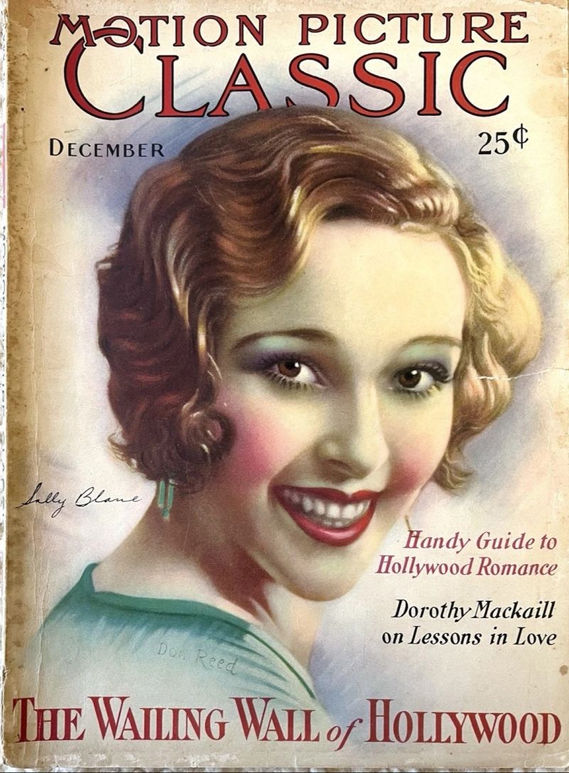 MOTION PICTURE CLASSIC magazine side cover December 1929