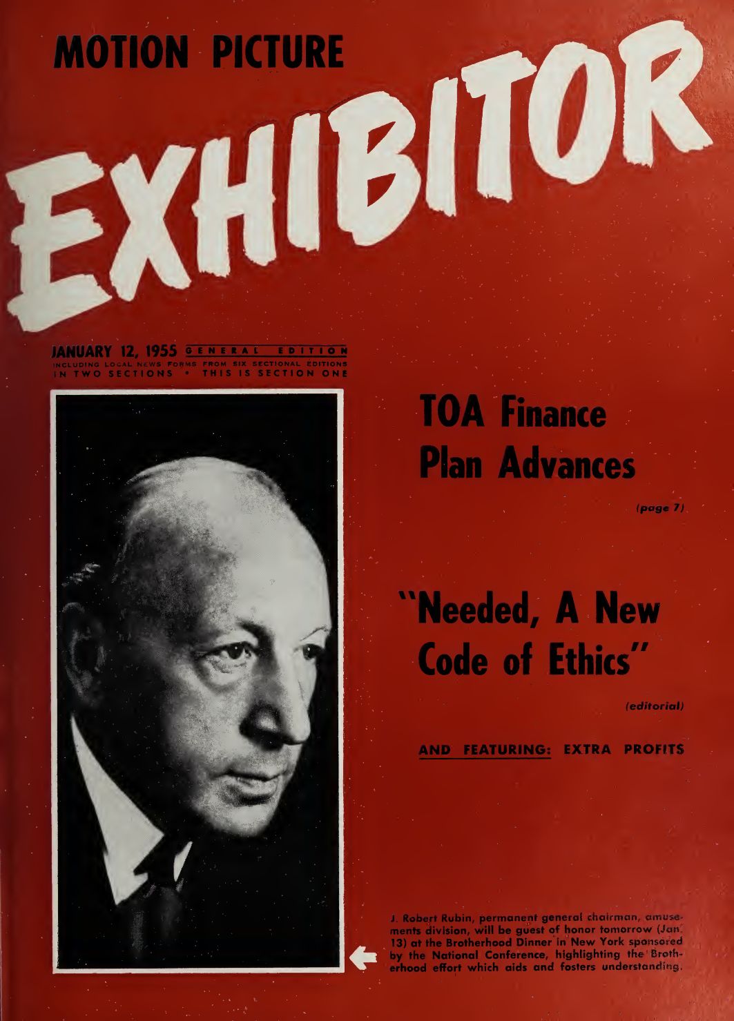 MOTION PICTURE EXHIBITOR magazine side cover 12 January 1955