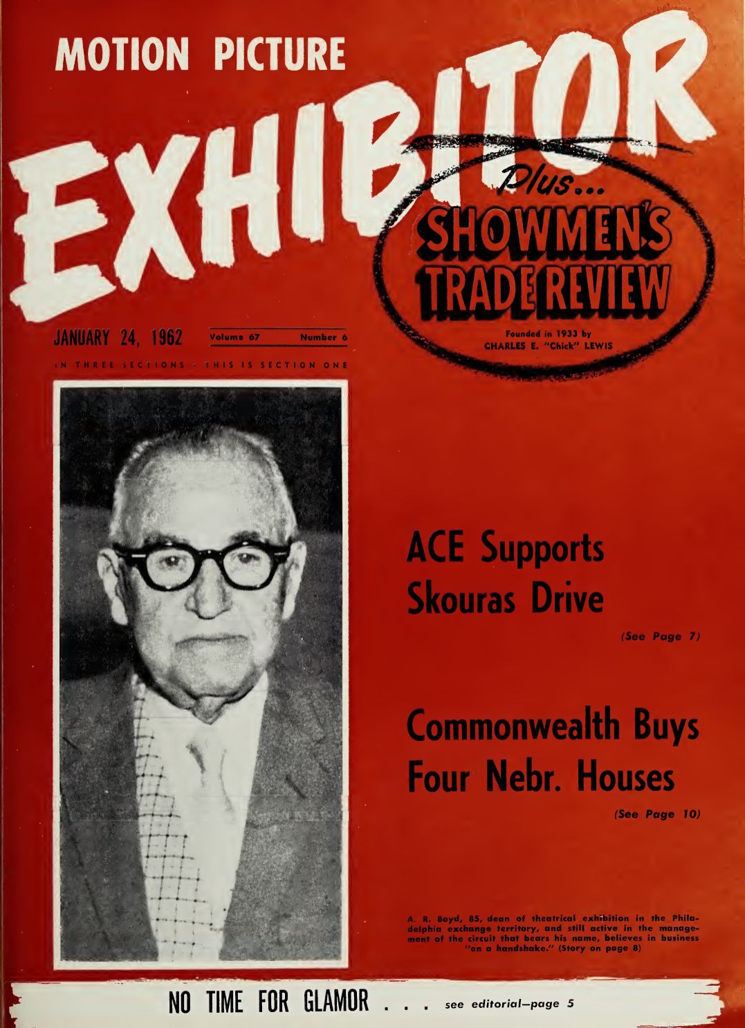 MOTION PICTURE EXHIBITOR magazine side cover 24 January 1962